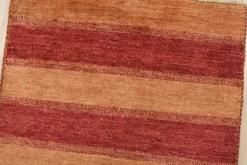 Striped Gabbeh Runner 2’8” x 10’5” Gold Wool Hand-Knotted Oriental Rug gallery