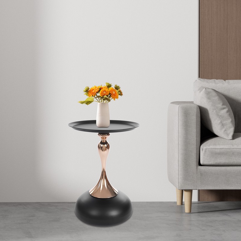Round Side Table Metal Sofa Small End Table Drink Table for Living Room Bedroom gallery