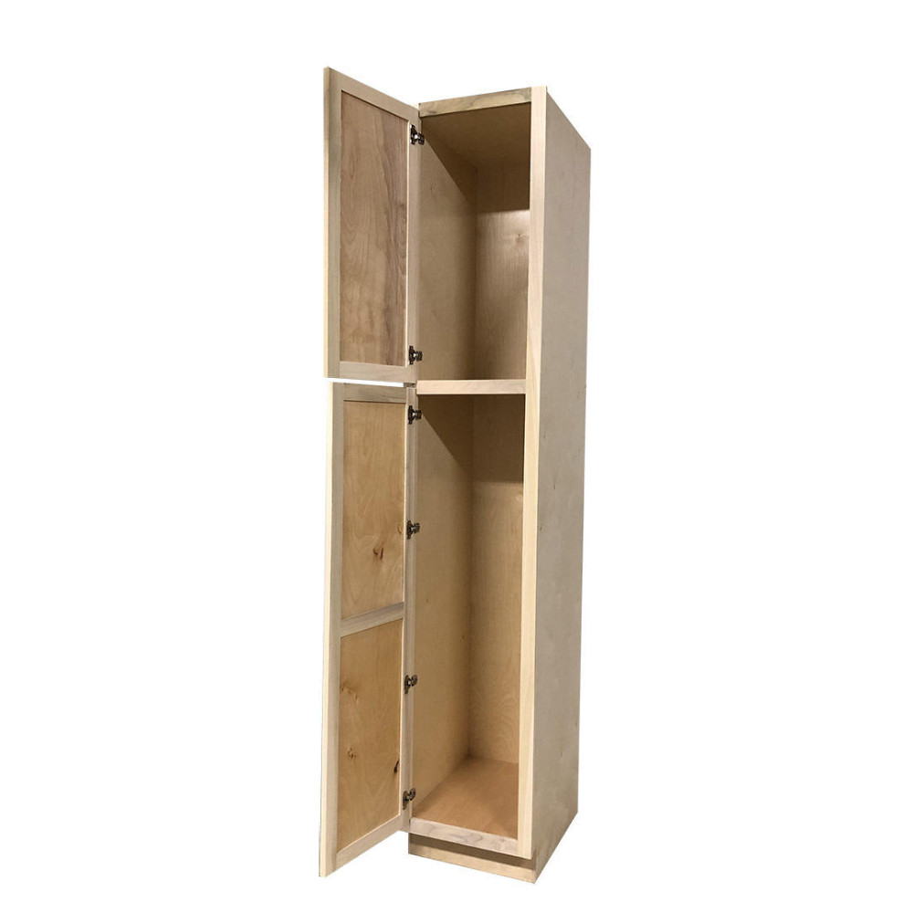 Kitchen Utility Pantry Cabinet | Unfinished Poplar | Shaker Style | 8' x 18" x 2 gallery