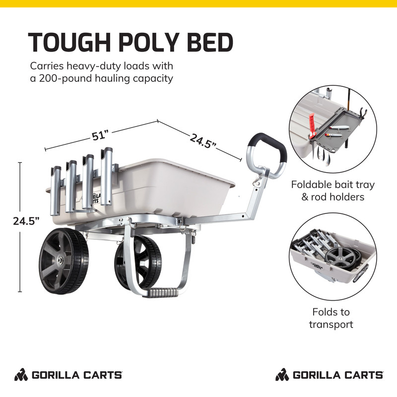 Gorilla Carts 200 Pound Capacity Heavy Duty Poly Fish and Marine Utility Cart gallery