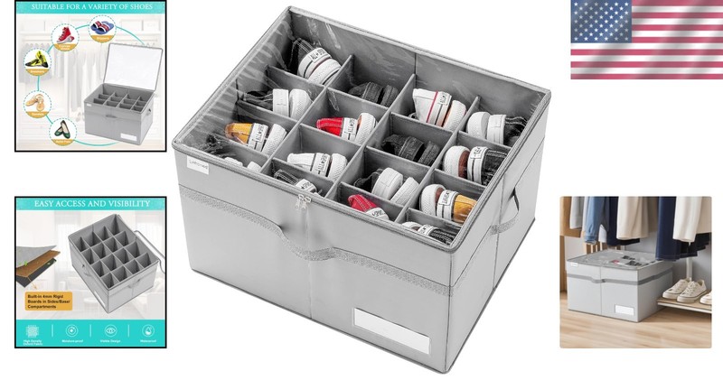 Stylish Clear Shoe Boxes with Bottom Support, Fits 16 Pairs - Perfect Organizer gallery