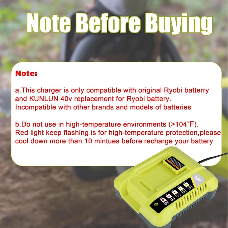 40V 6Ah Battery for Ryobi 40 Volt Lithium OP4050 OP40602 OP40261 OP4060/Charger gallery