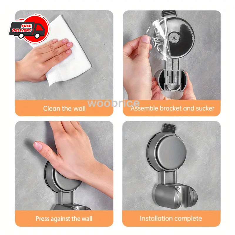 Adjustable Shower Head Holder Suction Cup Handheld Wall Mount Bathroom Bracket gallery