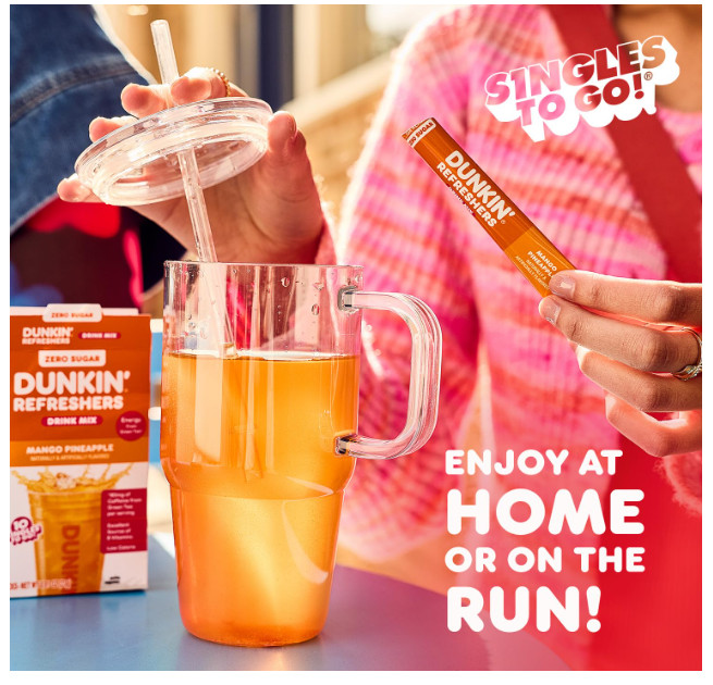 Dunkin’ Zero Sugar Refreshers Powdered Drink Mix Packets, 30 Ct Variety Pack, 3 gallery