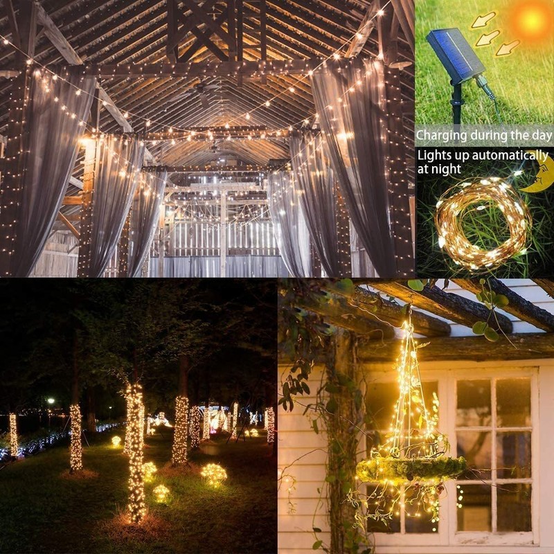 Upgrade Led Solar String Lights Outdoor Waterproof Fairy Copper Garden Decor gallery