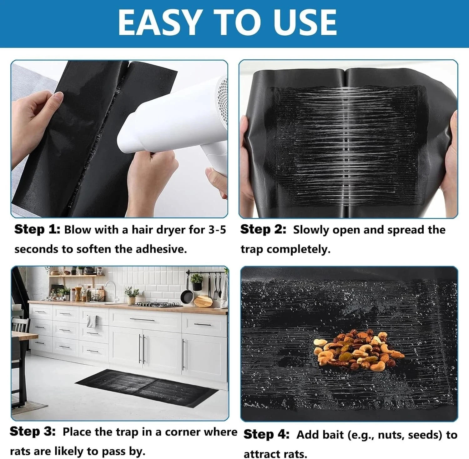 4 Pack Large Mice Mouse Glue Traps Rodent Catcher Rat Board Indoor Super Sticky gallery