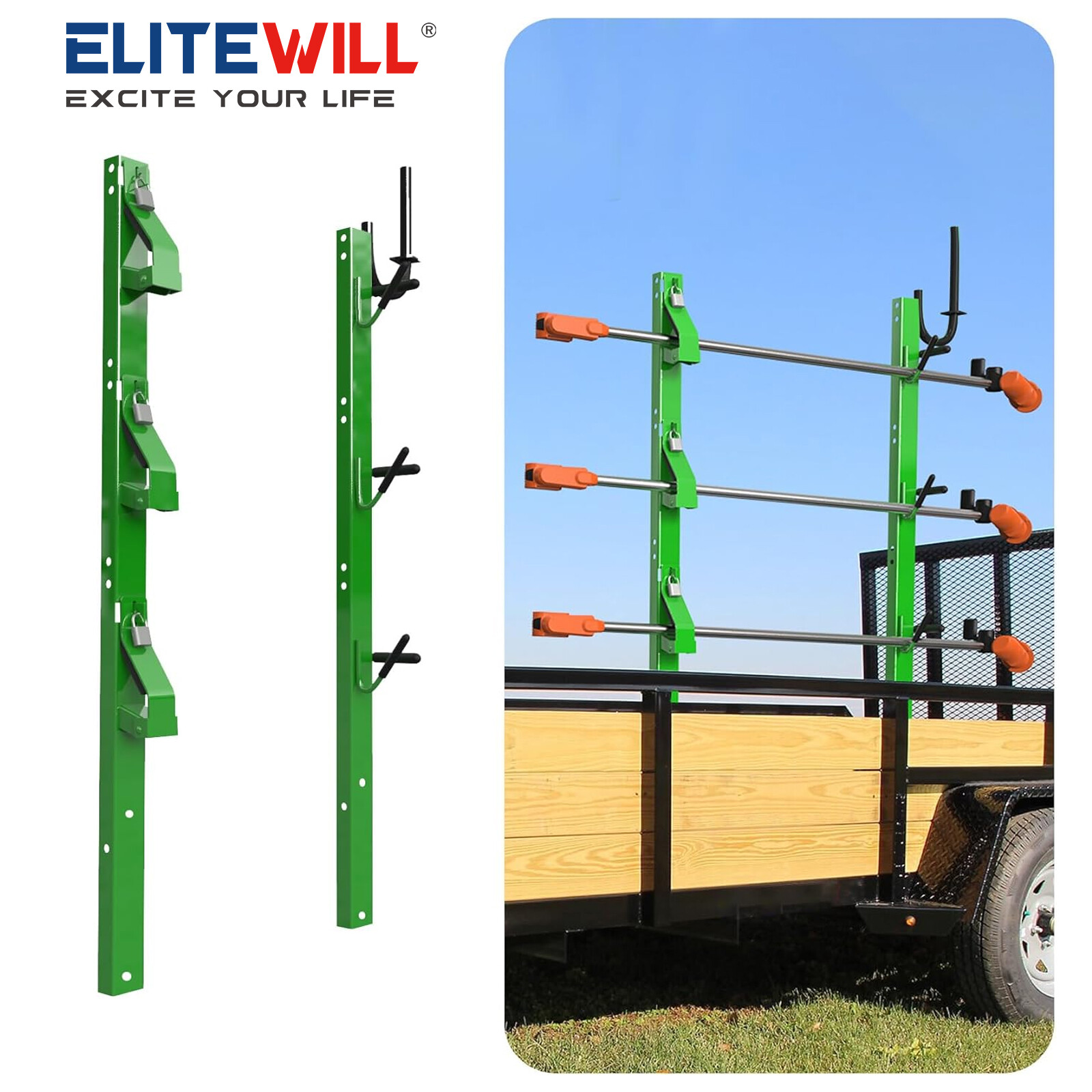 ELITEWILL 3-Place Weeder Trimmer Rack Holder For Open Landscape Trailer Lockable gallery