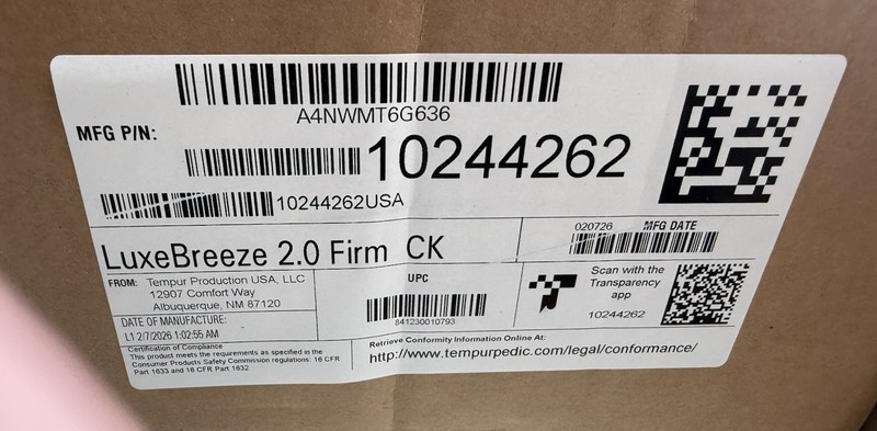 TempurPedic CALIFORNIA KING 2.0 LUXE BREEZE FIRM NEW 2026 MATTRESS CLEARANCE gallery