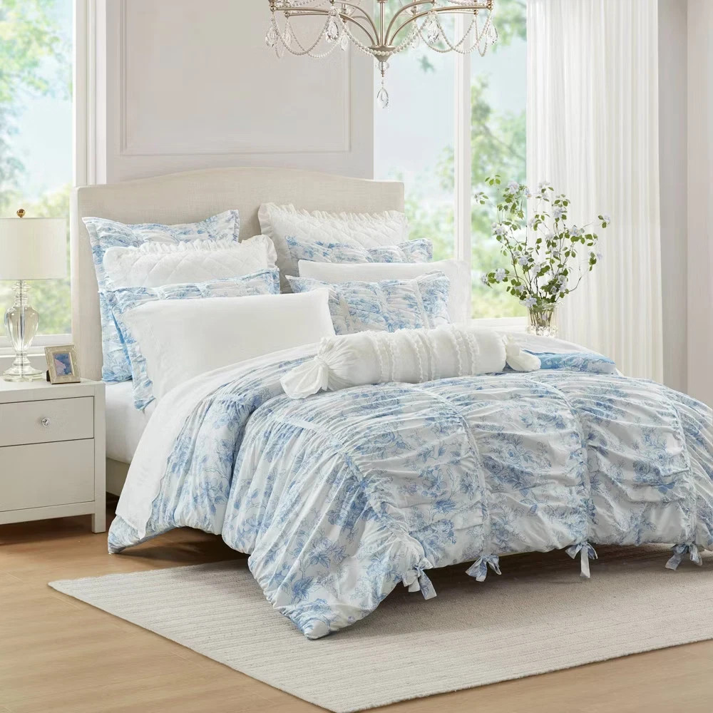 New Armoire Collection Full/Queen Toile Floral Comforter - Blue gallery