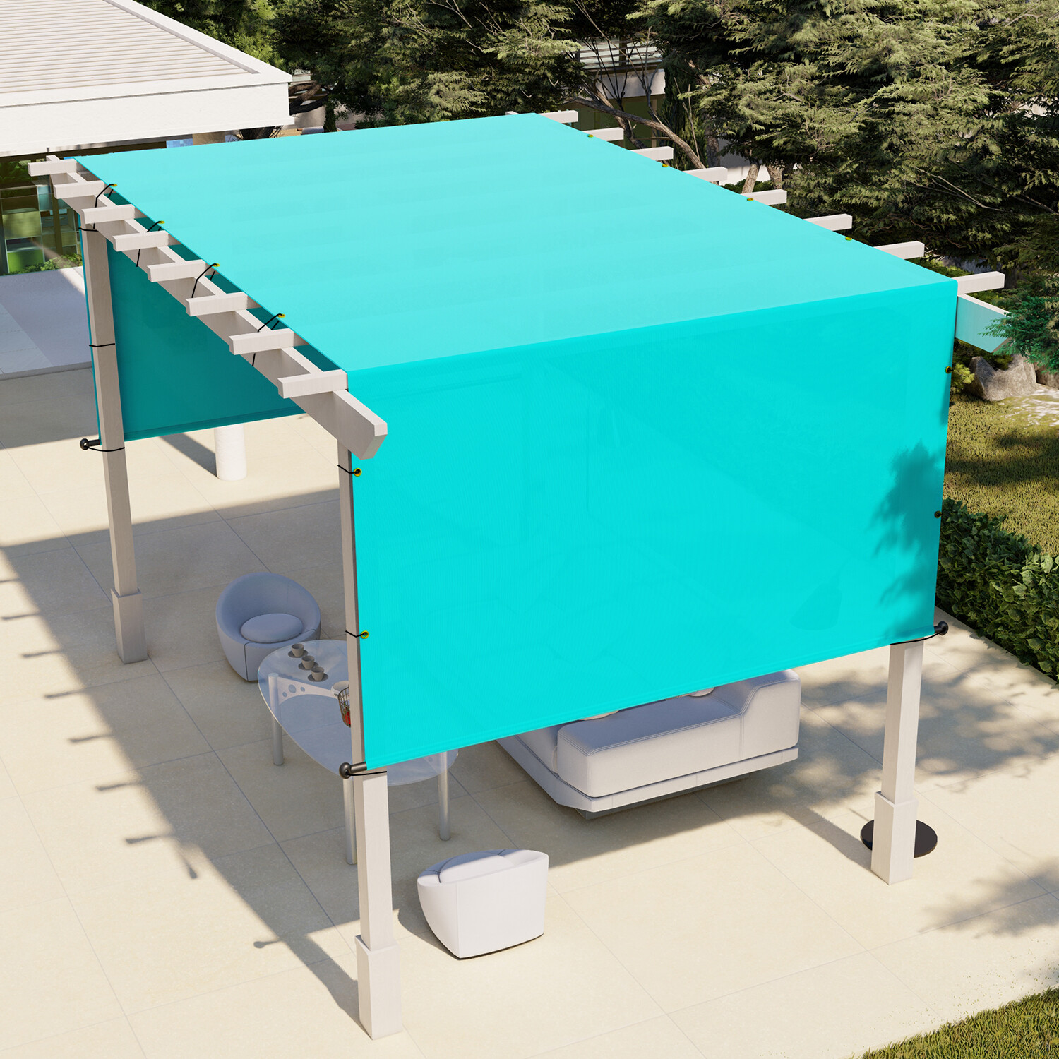 9' Waterproof Replacement Pergola Shade Cover Panel w/Rod Yard Garden Turquoise gallery