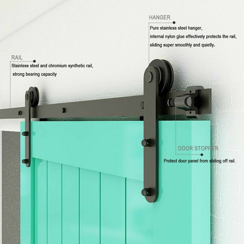 Sliding Barn Door Hardware Track Kit 4FT/5FT/6FT/6.6FT/8FT for Single Wood Door gallery