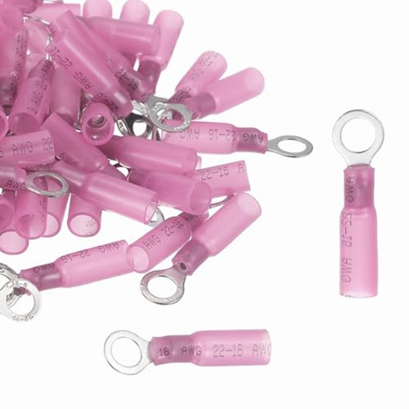 100pcs #10 Red Insulated Crimp Ring Terminals For 22 16 AWG Tinned Copper Wire gallery