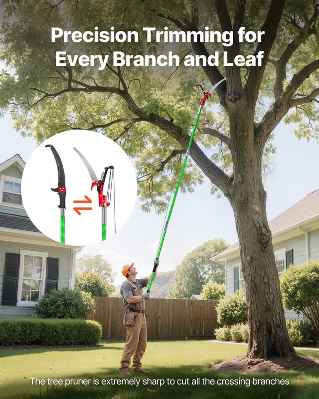 27ft Extendable Pole Saw with 8 Adjustable Sections, 65Mn Steel Blade, Scissors gallery