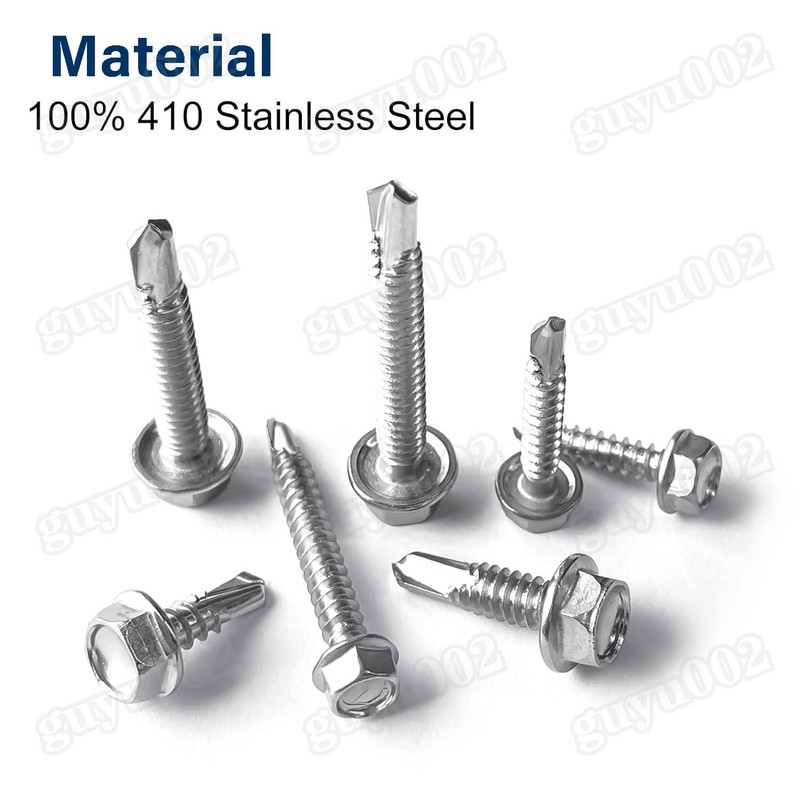 Hex Washer Head Self Drilling Sheet Metal Tek Screws Stainless Steel #8 #10 #12 gallery