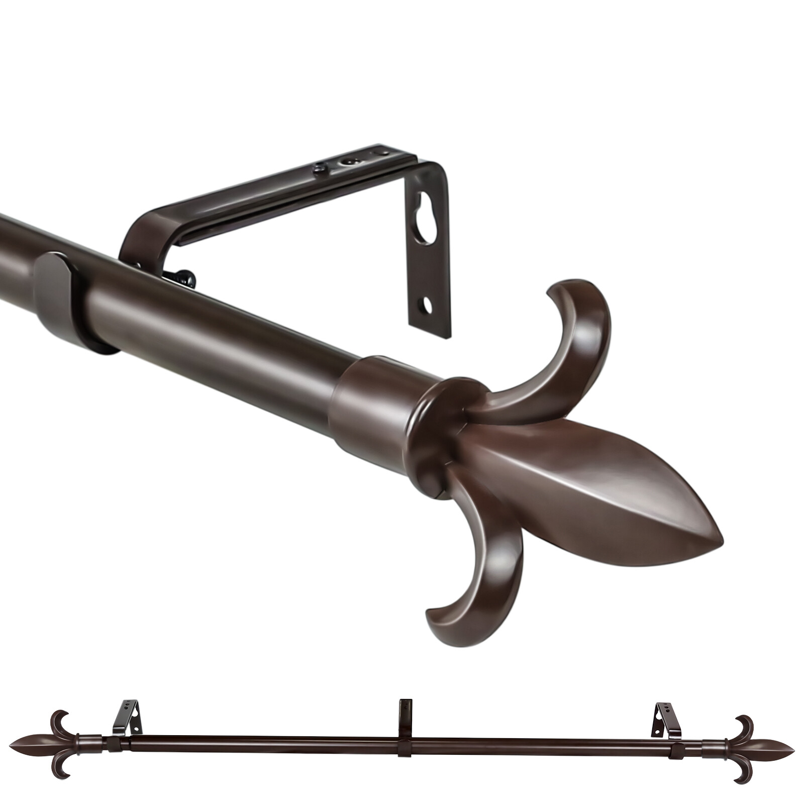 Classic Forged Iron Fleur De Lis Window Drapery Rod Set , 3/4", 28"-120" gallery