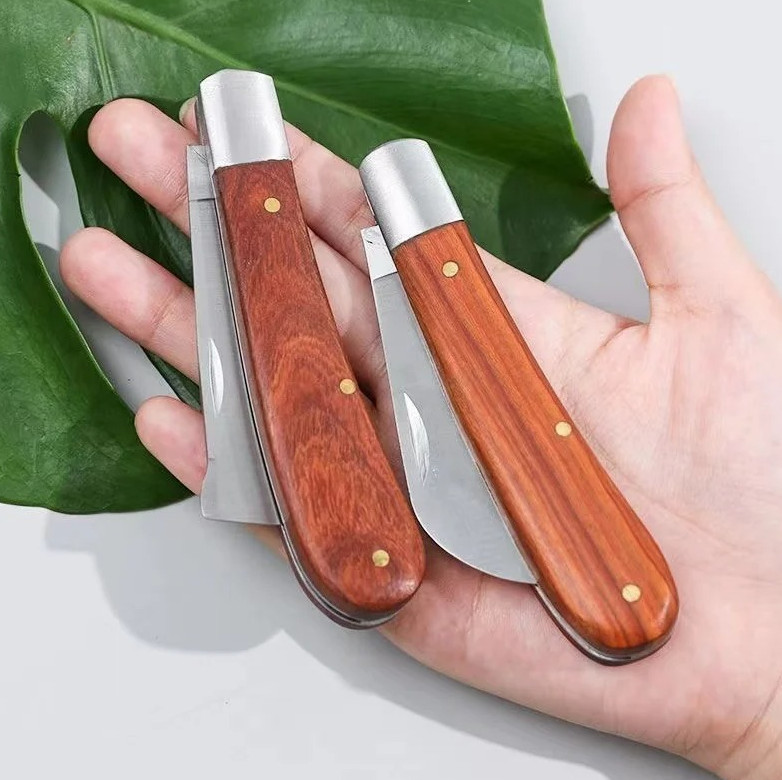 1pc Folding Grafting Knife Professional Pruning Cutter with Wooden Handle - NEW gallery
