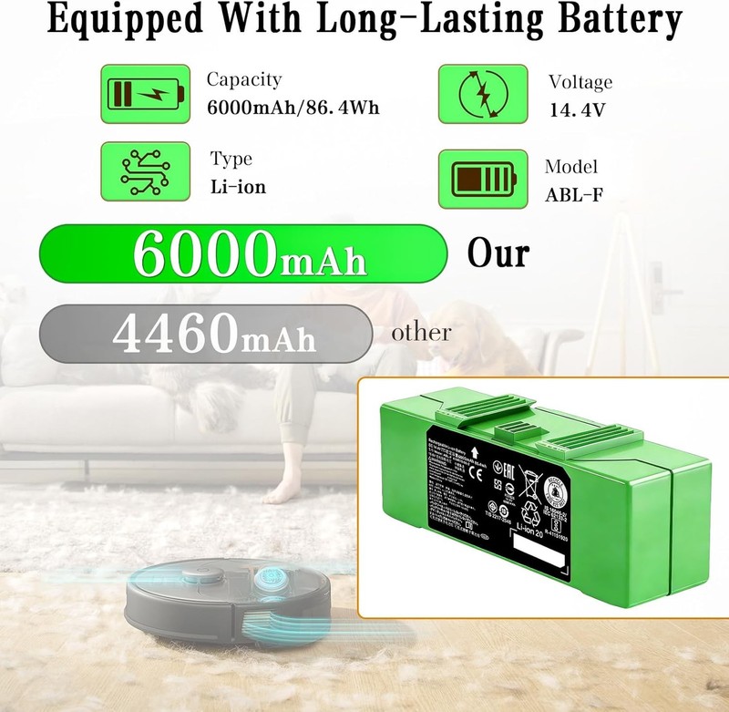 6000mAh ABL F Battery Compatible with iRobot Roomba e i and j Series i8 i8 j7 gallery