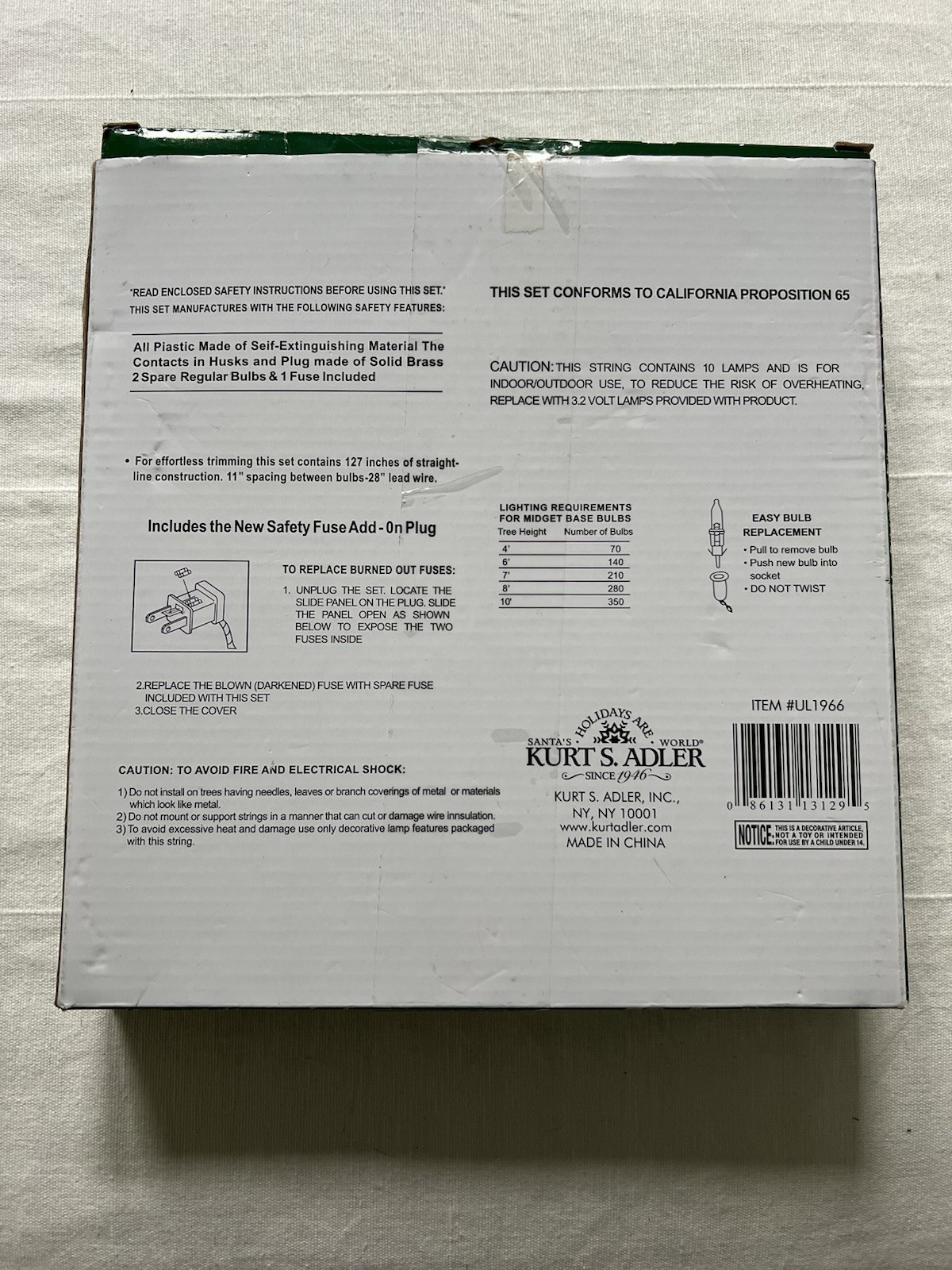 Kurt S. Adler LED ICICLE Light Set 10 Indoor Outdoor NIB Straight Line String gallery