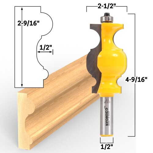 2-9/16" Chair Rail Molding Router Bit - 1/2" Shank - Yonico 18122 gallery