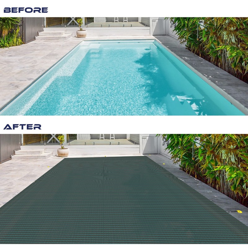 Wire Rope Rectangular Inground Swimming Pool Winter Cover Pool Safety-Green gallery