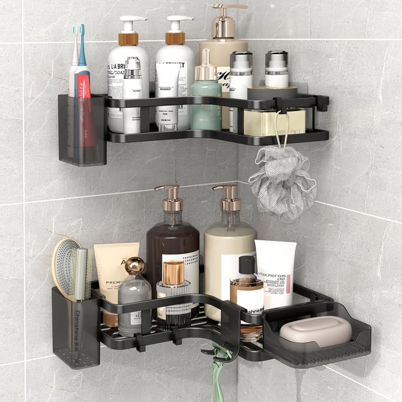Shower Shelves Corner: Adhesive Caddy with Soap Holder Sturdy Rustproof Aluminum gallery
