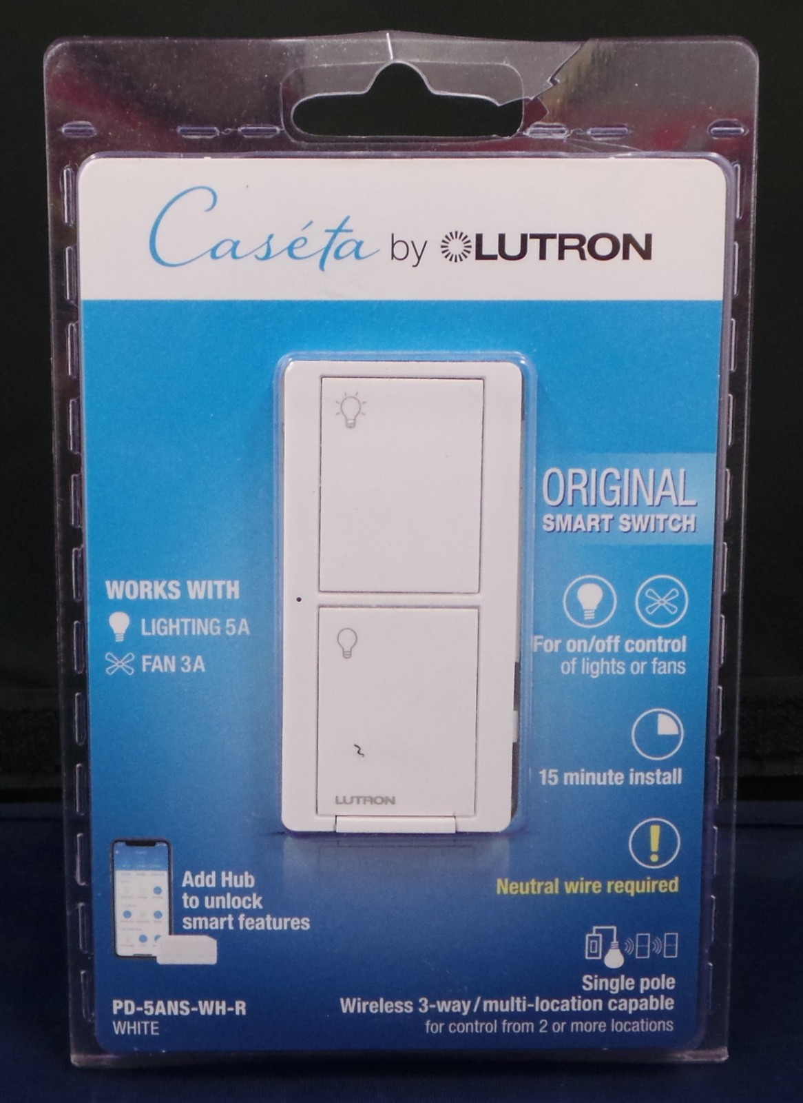 Lutron PD-5ANS-WH-R Caseta Wireless 120V Original Smart Switch - White BRAND NEW gallery