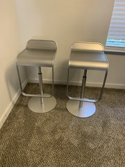 Lapalma Lem Piston Stool Chair Made in Italy Matte Silver Seat Counter Height