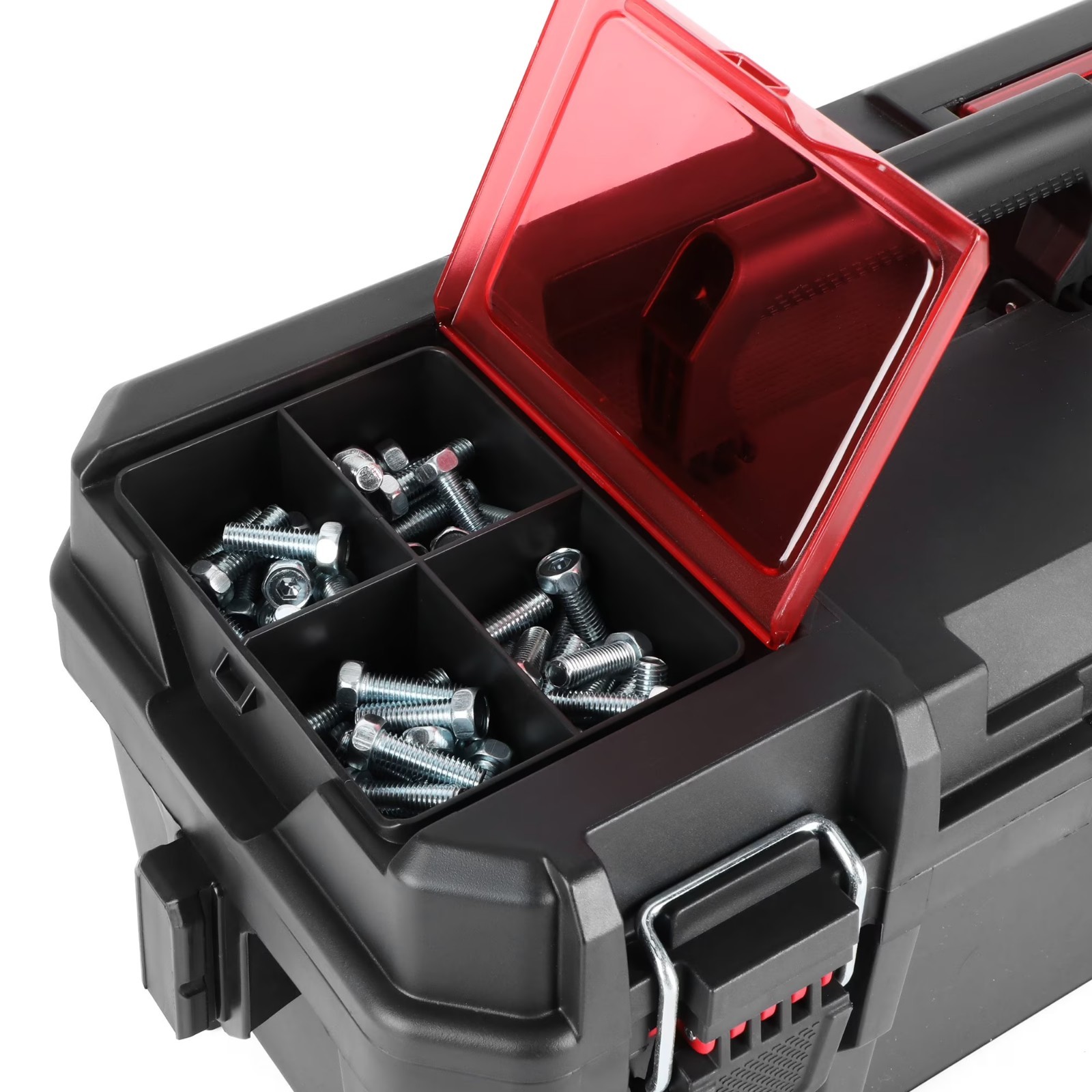 Hyper Tough 16-Inch Toolbox – Heavy-Duty Resin Storage with Padlock Security gallery