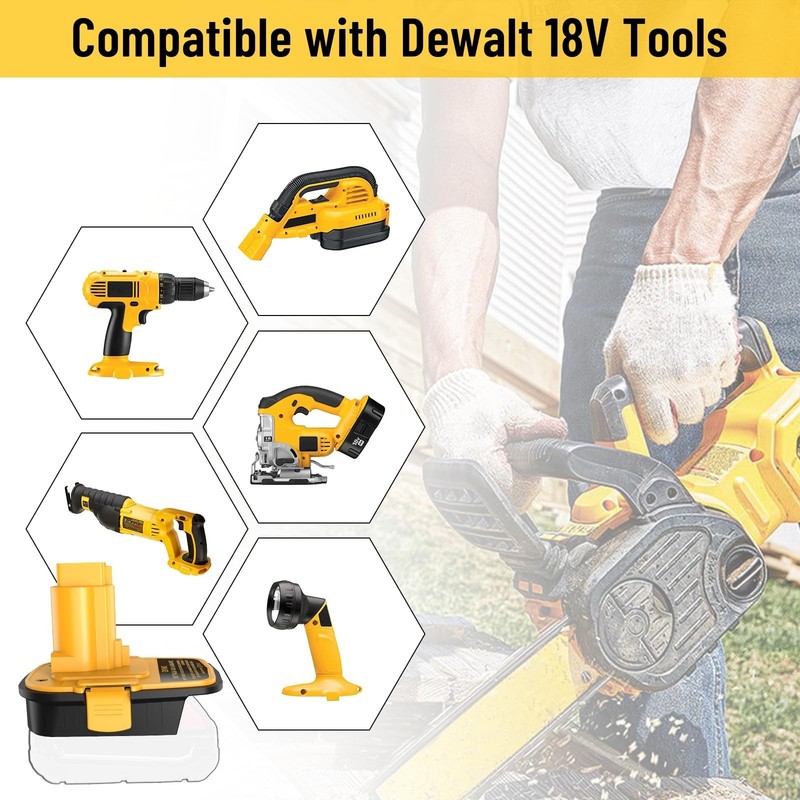 2pack USB Battery Convert Adapter Compatible with Dewalt 20V to 18V tools gallery