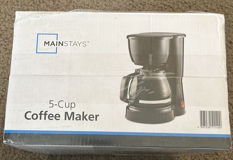 New Mainstays 5 Cup Coffee Maker - Black with Removable Filter Basket gallery