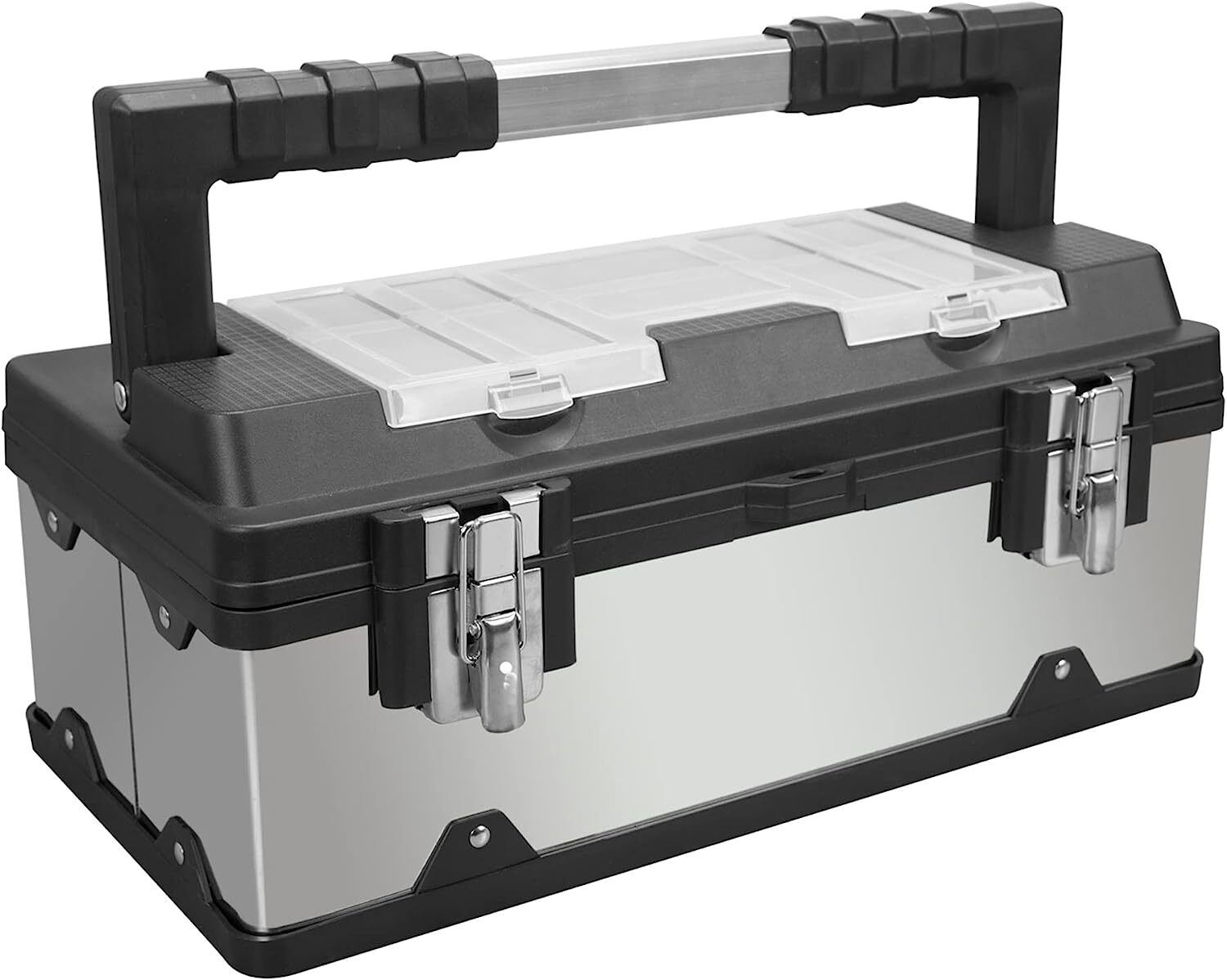 19" Stainless Steel &Plastic Portable Storage Tool Box Organizer with Metal Lock gallery