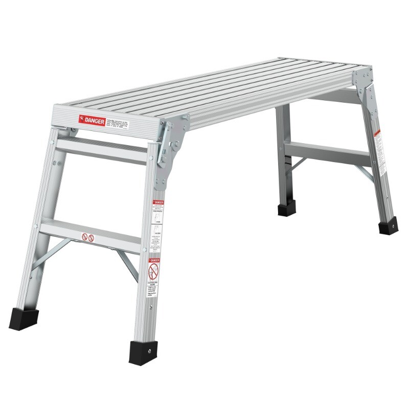 40" Work Platform Aluminum Portable Bench Folding Ladder ANSI Capacity 225 LBS