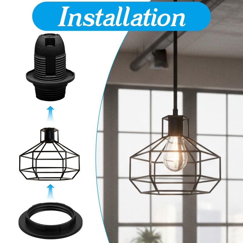 10PCS Black Lamp Shade Adapter Ring, E26 E27 Socket Shade Rings PET Plastic S... gallery