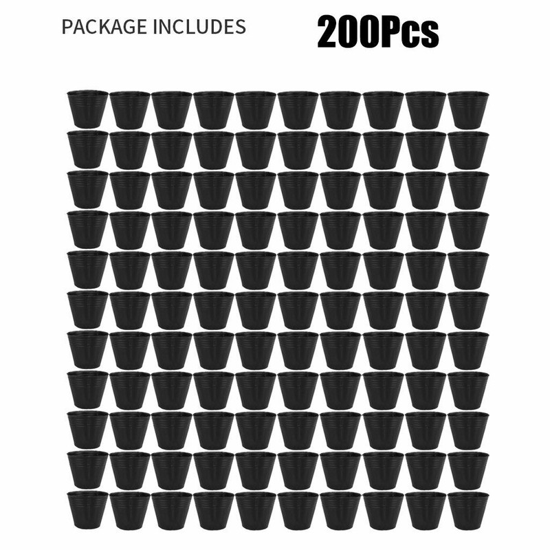 200Pcs Round Nursery Plastic Flower Pots for Plants Seedlings Black 2.6-3.5in gallery