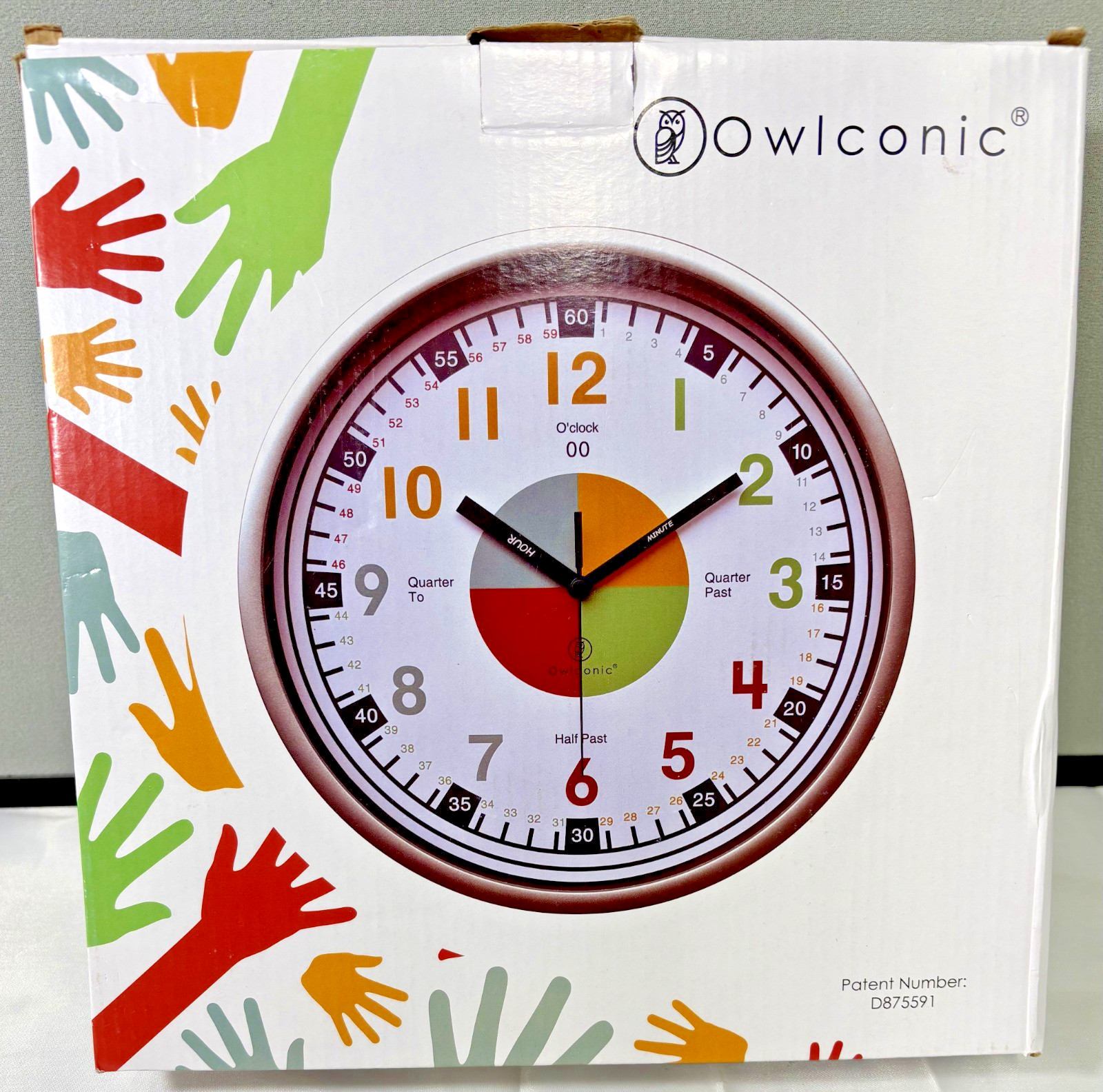 Non Ticking Analog Wall Clock Kids Learning Tell Time Teaching Silent Owlconic gallery