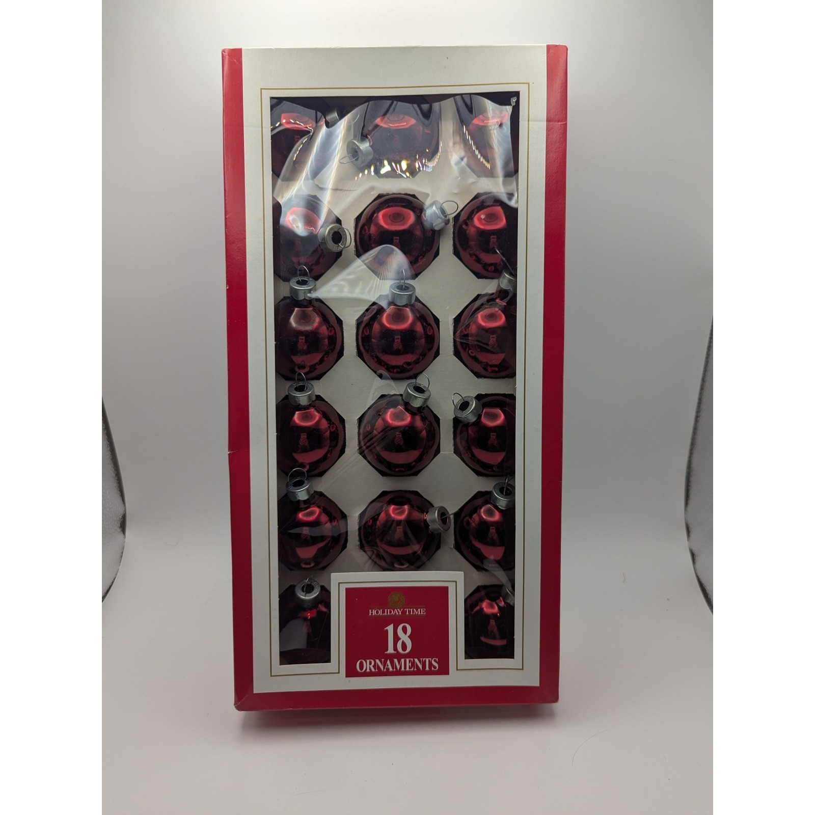 Vtg Rauch Holiday Time 18 Red Shiny Glass Christmas Ornaments Made in USA 2" gallery