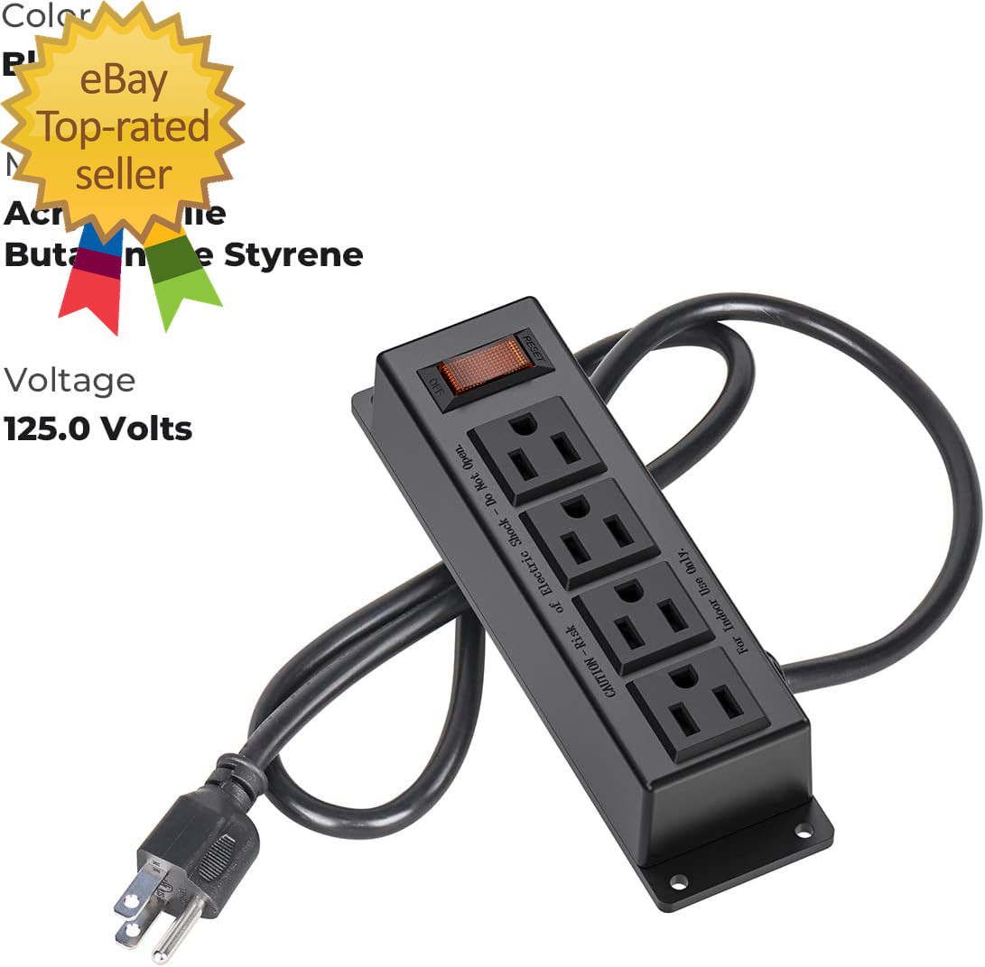 Wall Mount Power Outlet Strip 4 Outlet Mountable Power Strip with Switch 3Ft gallery