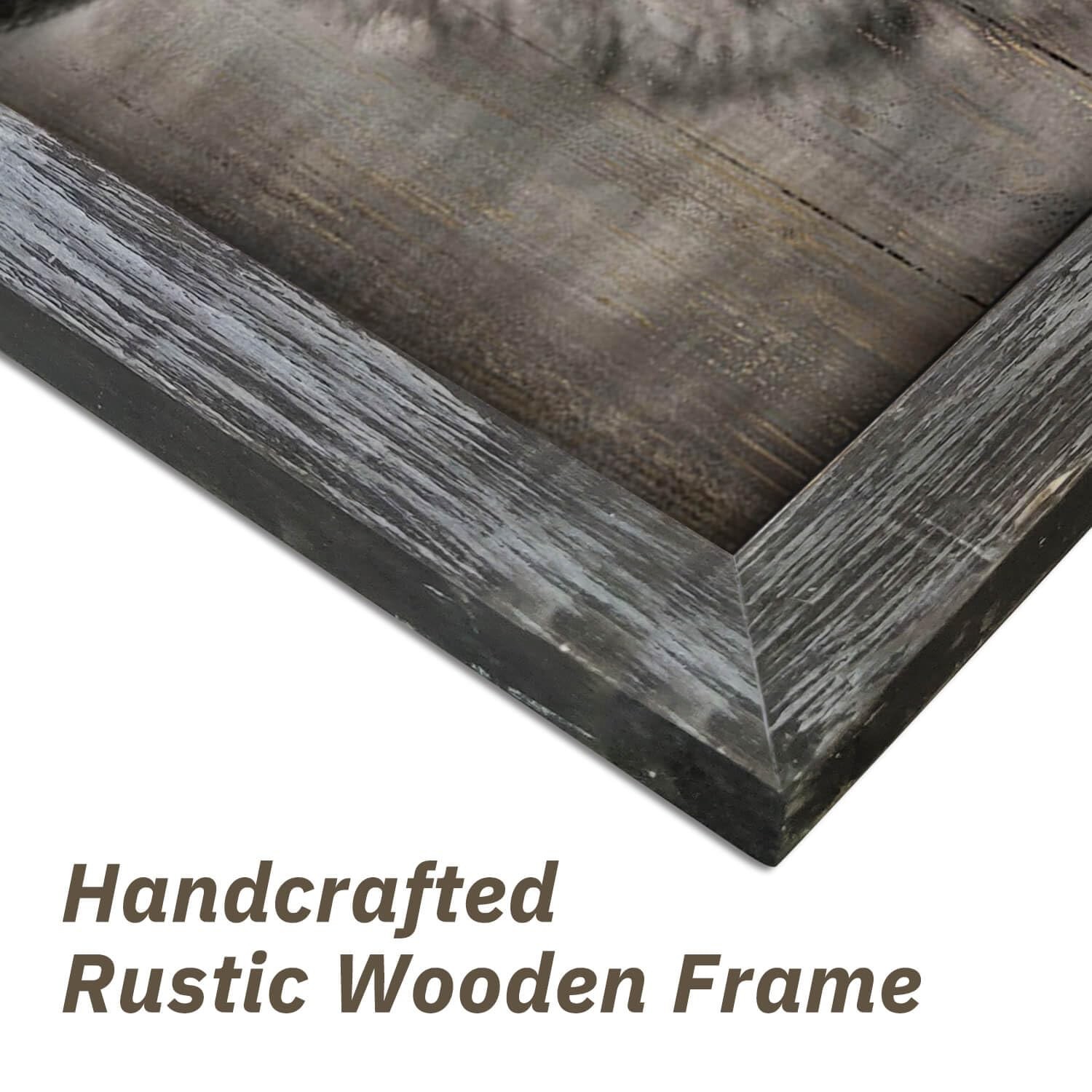 Wolf Framed Wall Art Decor: Modern Wild Animal Wooden Painting Rustic Natural... gallery