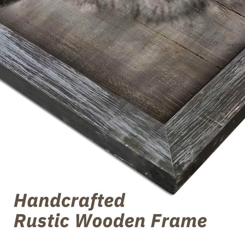 Wolf Framed Wall Art Decor: Modern Wild Animal Wooden Painting Rustic Natural... gallery
