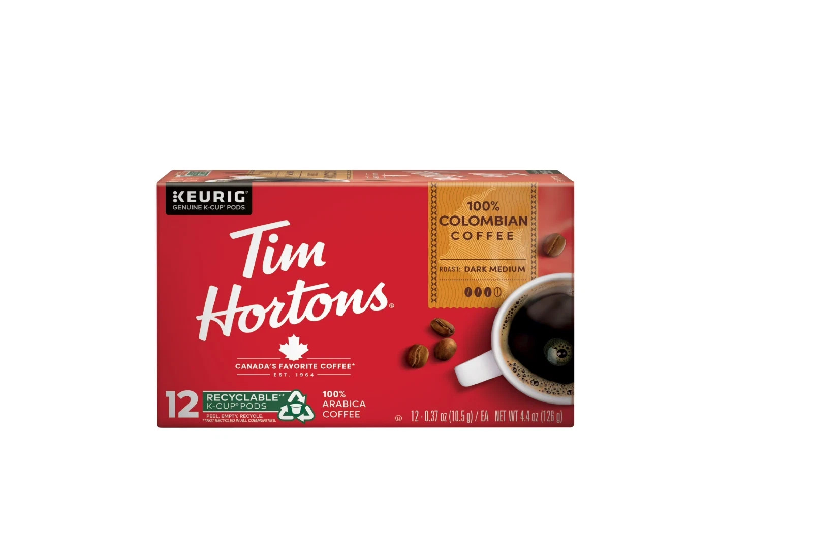 Tim Hortons Colombian Medium-Dark Roast K-Cup Coffee Pods, 12 Count gallery
