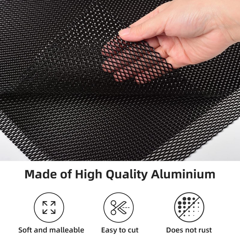 Universal 13"x13" Car Grill Mesh Insert Aluminum Alloy Rhombic 4x8mm, 3Pcs gallery
