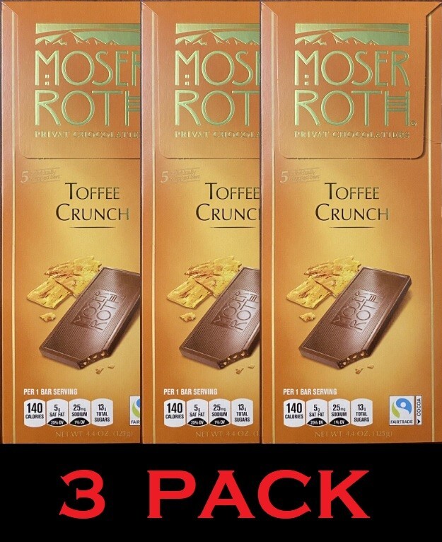 **NEW** MOSER ROTH TOFFEE CRUNCH CHOCOLATE CANDY 4.4 oz - 3 PACK gallery