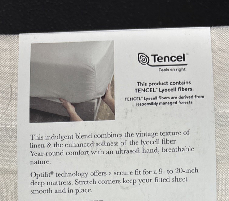 Hotel Style 4 Piece Lyocell & Linen Blend Bed Sheet Set, Full, NEW gallery