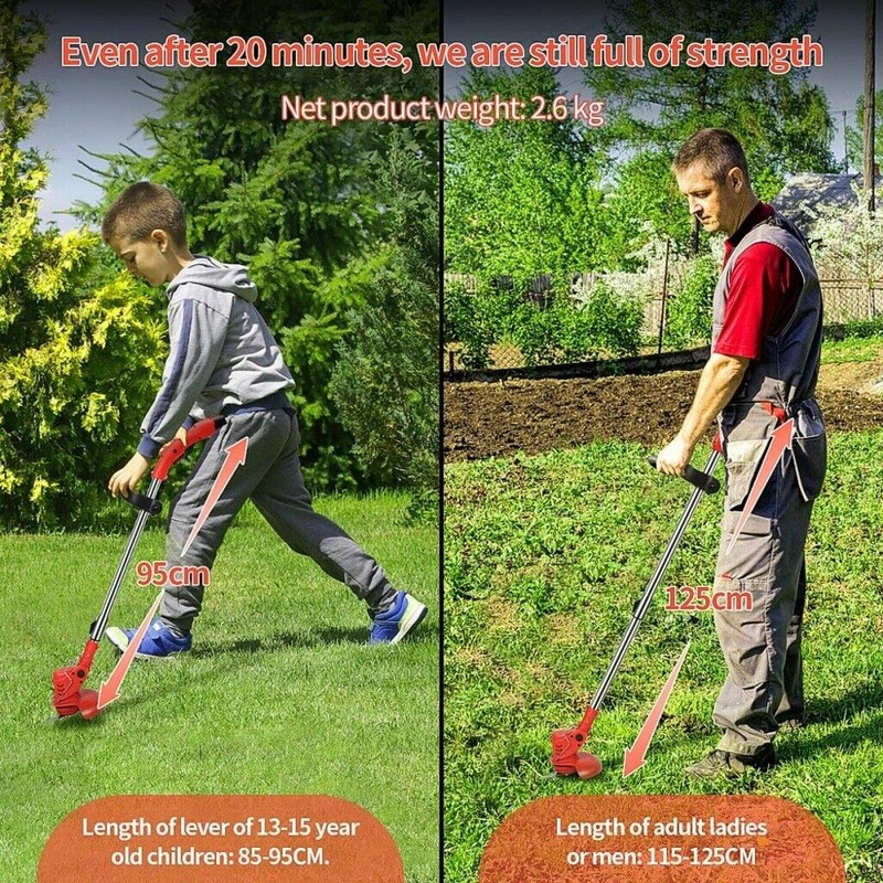 Electric Cordless Grass String Trimmer Lawn Edger Weed Wacker Cutter + 2 Battery gallery