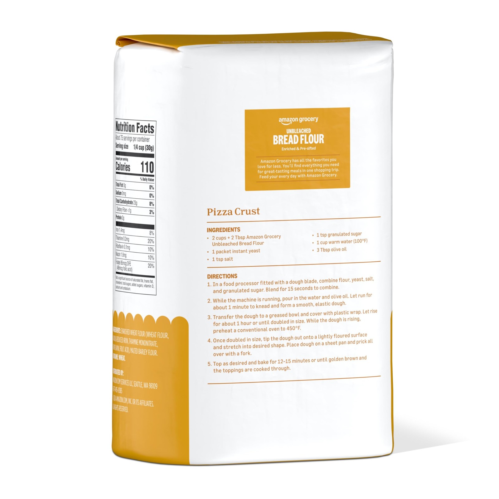 Amazon Grocery, Enriched Bread Flour, Unbleached, 5 Lb 5 Pound gallery