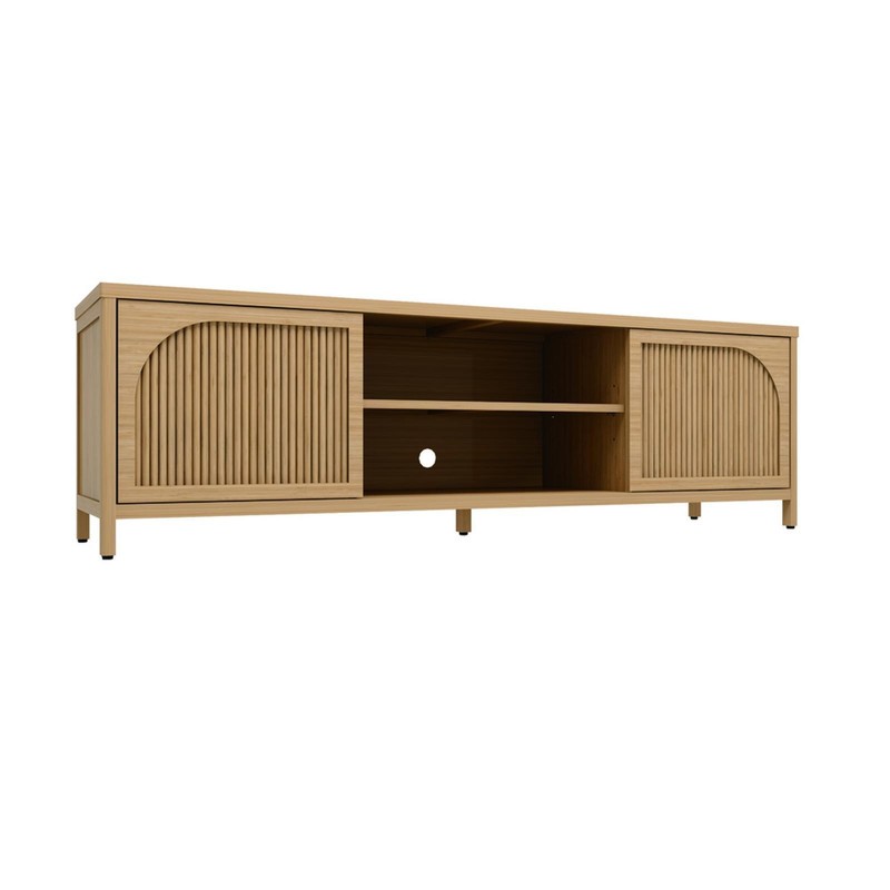 Multi-Purpose Bamboo TV Console with Doors & Shelving - Ideal for Organized gallery