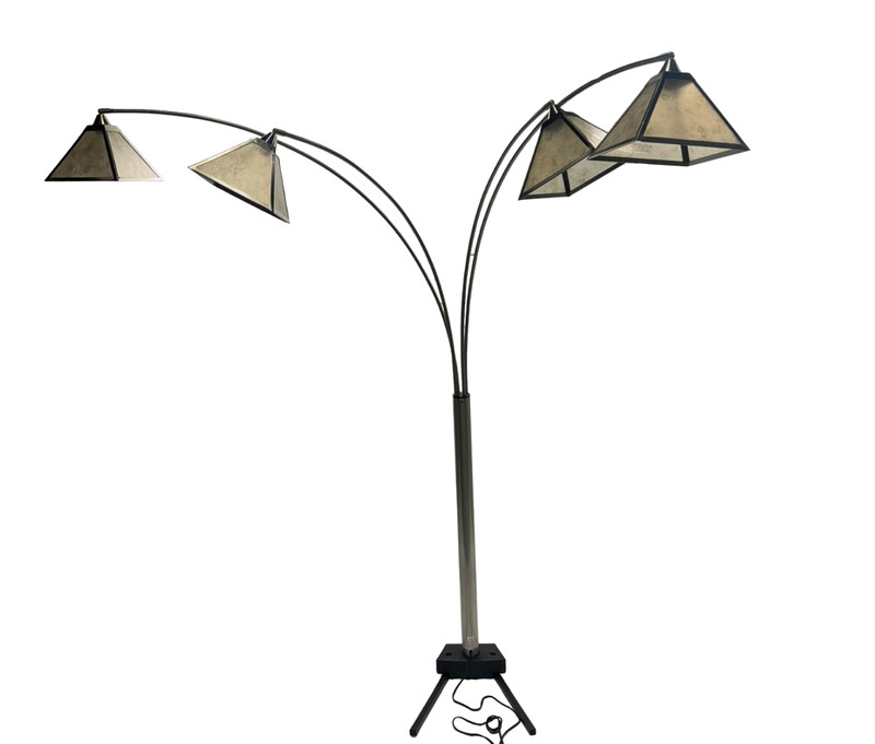 Limelight 75 in Pyramid Shade 4-Light and Arm Freestanding Arc Floor Lamp,Black gallery