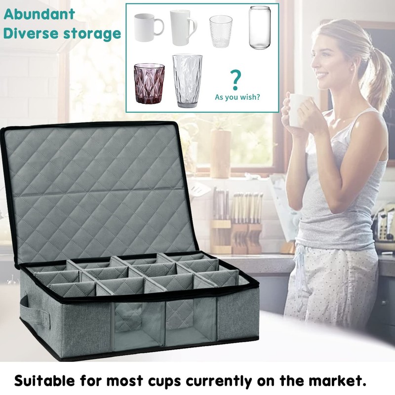 Coffee Cup Storage Box, Storage Containers Holds 12 Glassware, Coffee Mugs an... gallery
