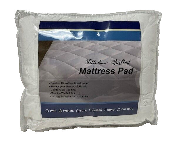 LDC Lux Decor Collection Mattress Pad White fitted Quilted Twin XL gallery