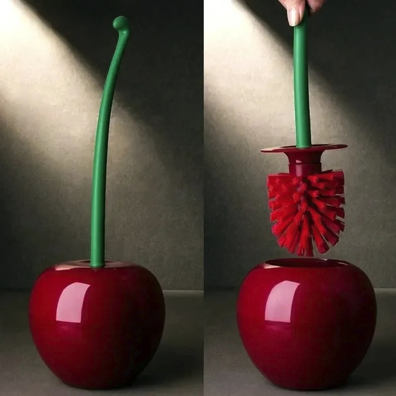 1pc Cherry Shape Toilet Brush Holder Set Bathroom Cleaning Brush - NEW gallery